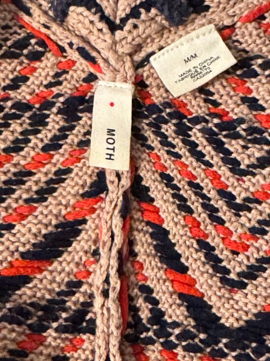 ANTHROPOLOGIE MOTH WOVEN SWEATER CABINCORE CARDIGAN GORPCORE COTTAGECORE COZY M - Picture 5 of 7